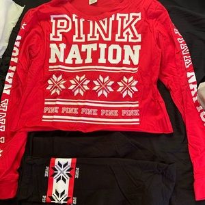 PINK crop top and leggings set